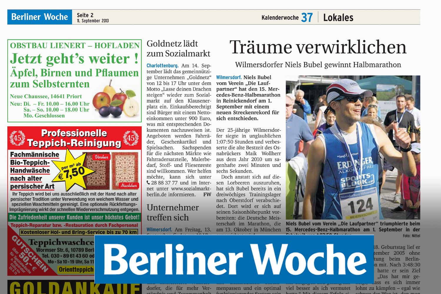 Berliner Woche - Niels Bubel - Zum Sieg geflogen - BBM Halbmarathon 2013 - Mercedes Benz Halbmarathon