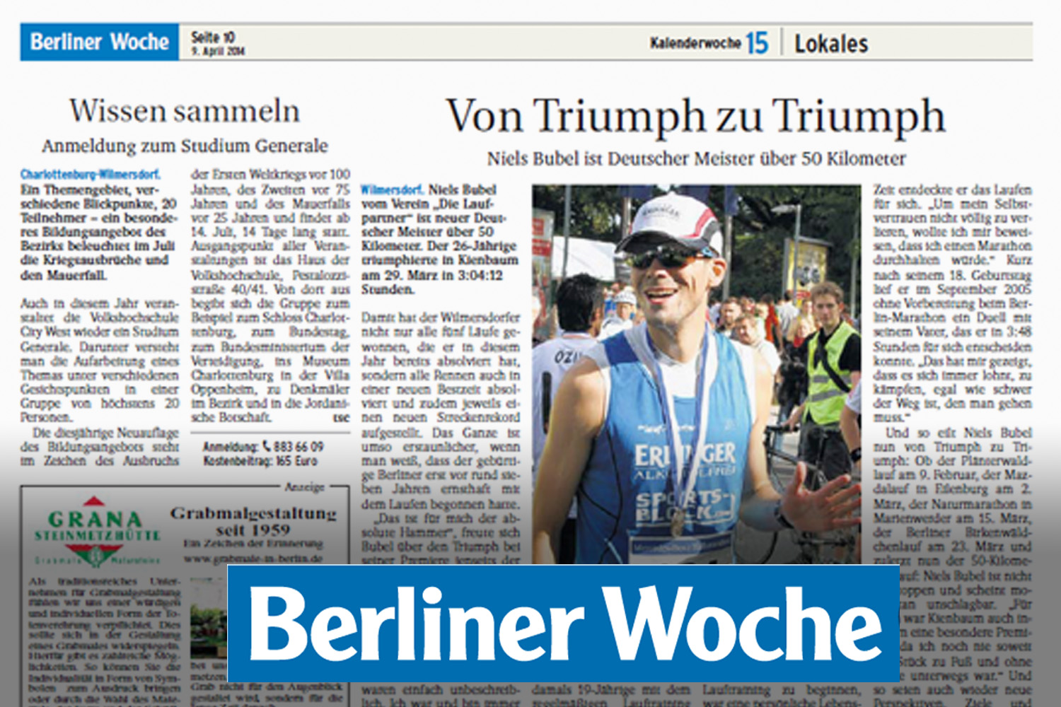Berliner Woche - Von Triumph zu Triumph - Niels Bubel ist Deutscher Meister über 50 Kilometer
